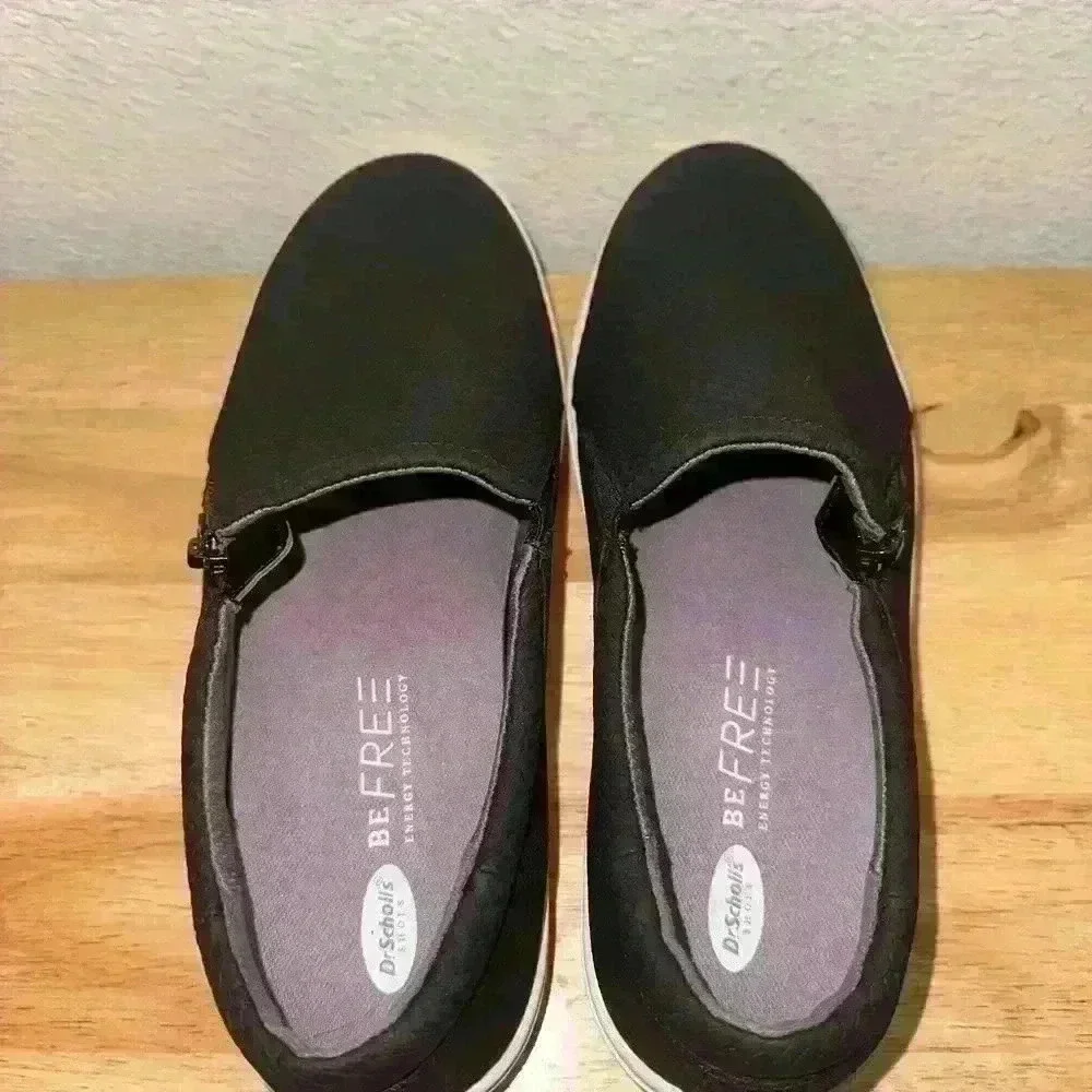 Dr. Scholl's Women's Black Metro Zip-Up Faux Leather Comfortable Sneakers Sz 9.5